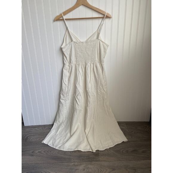 Target A New Day Linen Blend Sundress M White Spaghetti Strap Midi Button Front - Picture 6 of 7